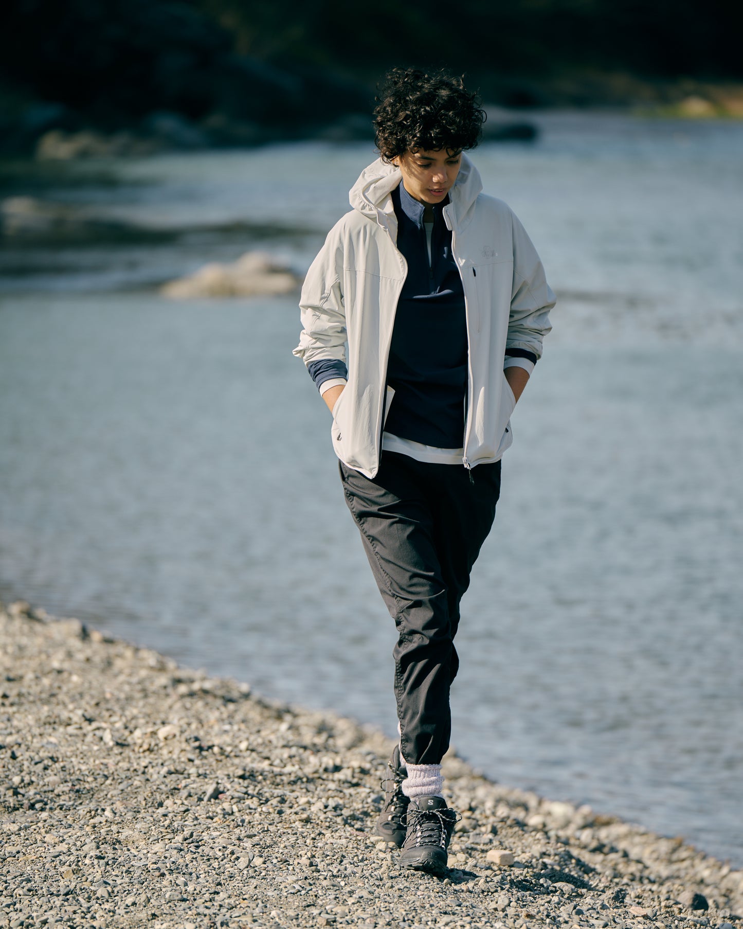 【WOMENS】DRY COMFORT H/ZIP TEE NVY